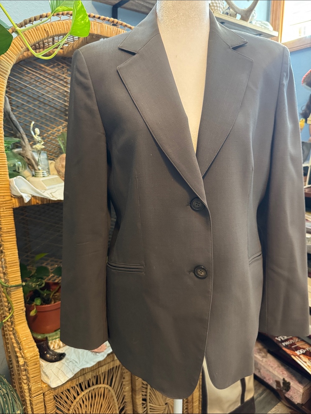 VTG 90’s Talbots Wool Blazer Gray Petite Size 8 Olive/gray dark academia caree
